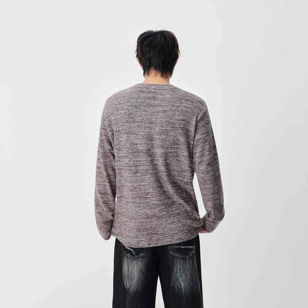 Cozy Knit Crew Neck Long Sleeve T-Shirt