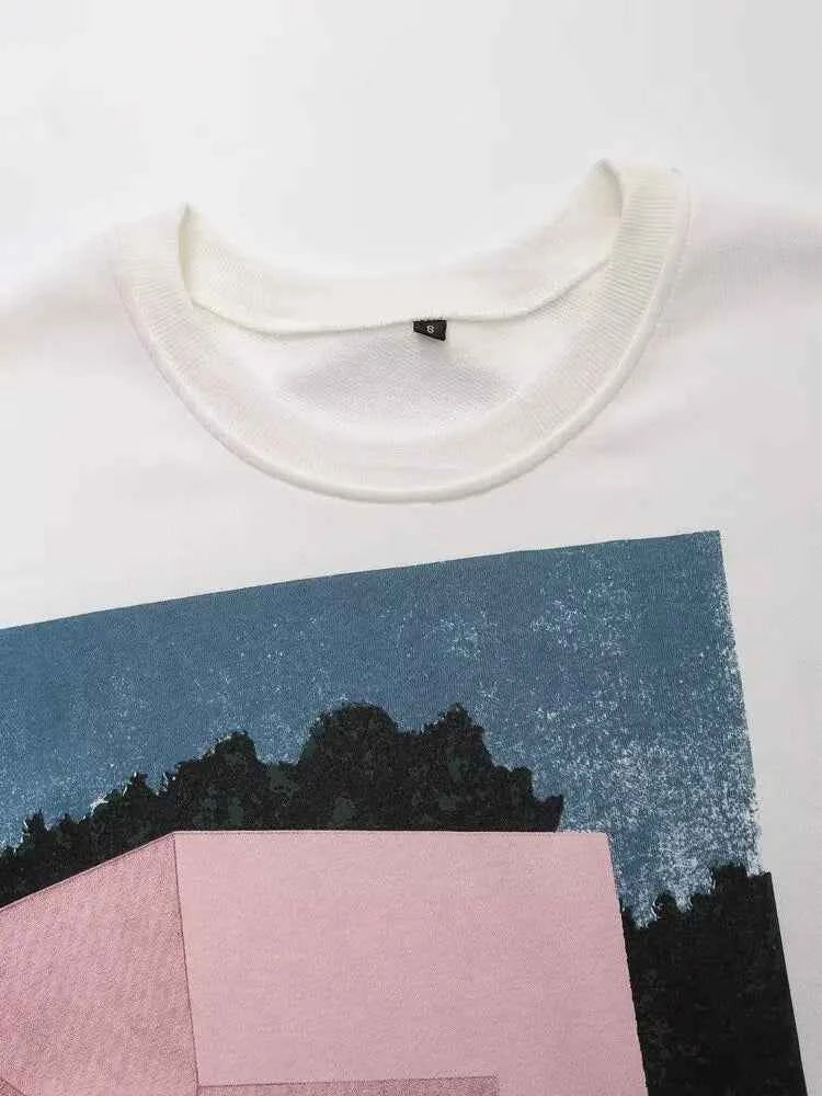 Cozy Oversized Printed Sweatshirt - Heavyweight Luxury Graphic Fleece Pullover