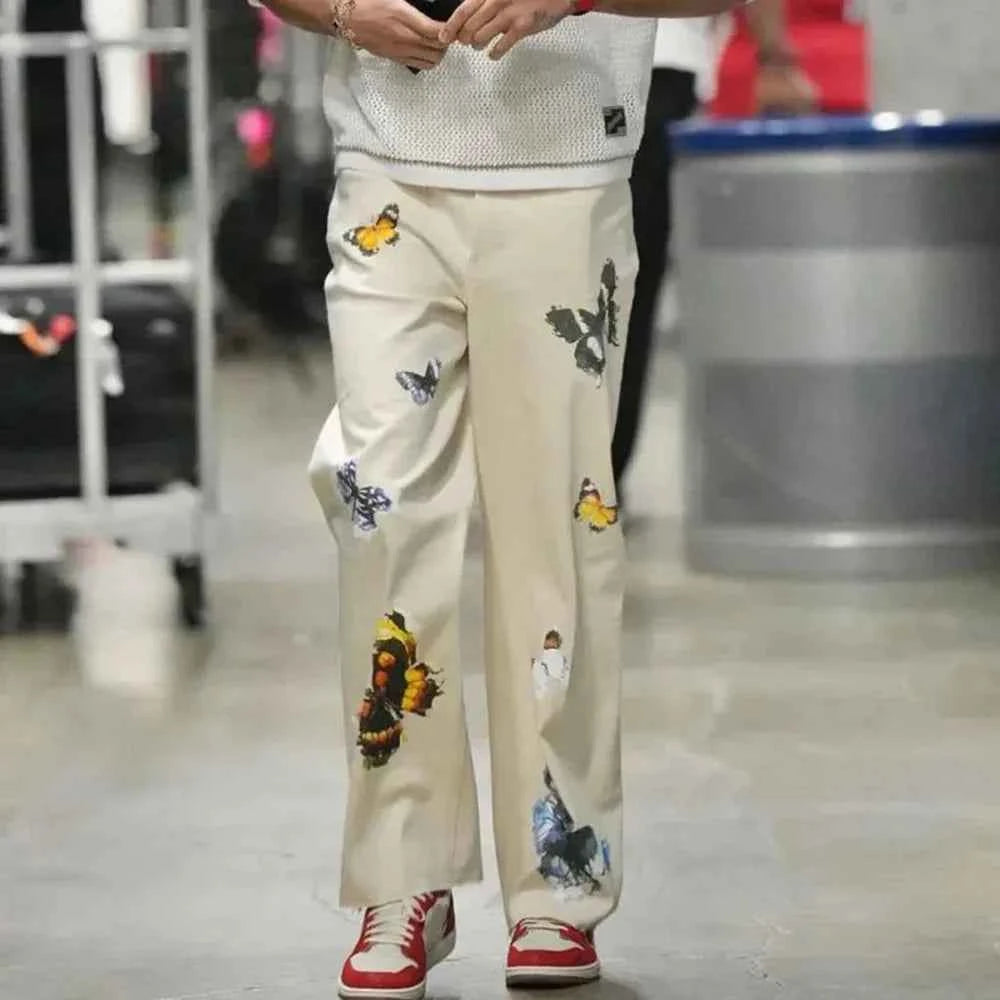 Butterfly Print Casual Sports Running Pants