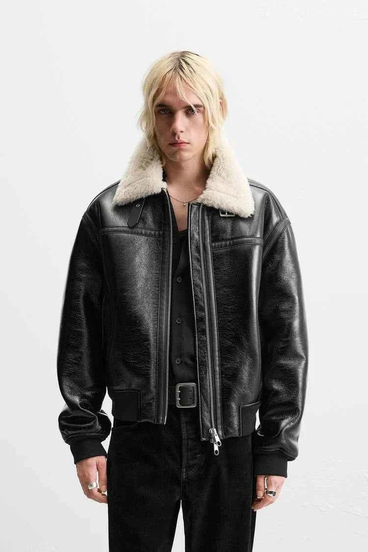 Flattering Thickened Imitation Fur Leather Jacket