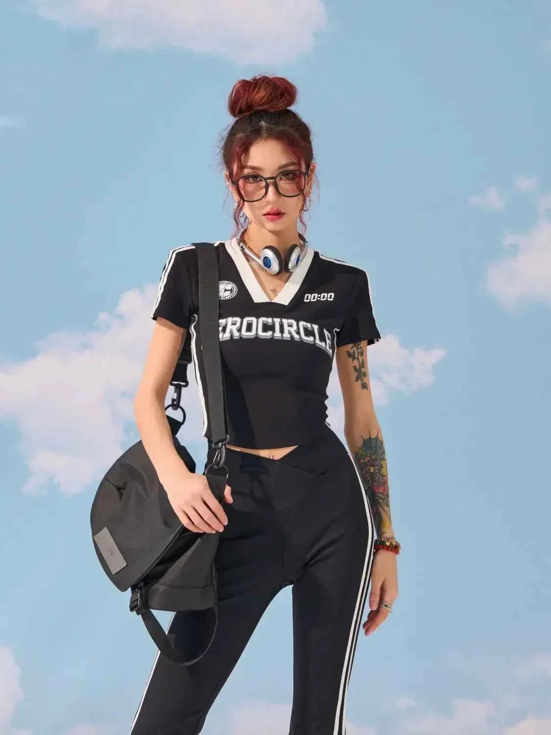 Retro Vintage Aesthetic V-Neck Crop T-Shirt
