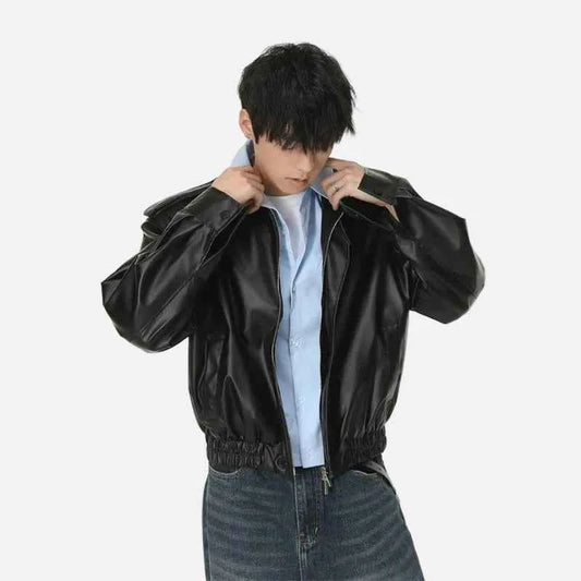 Trendy Korean Style Classic PU Leather Jacket