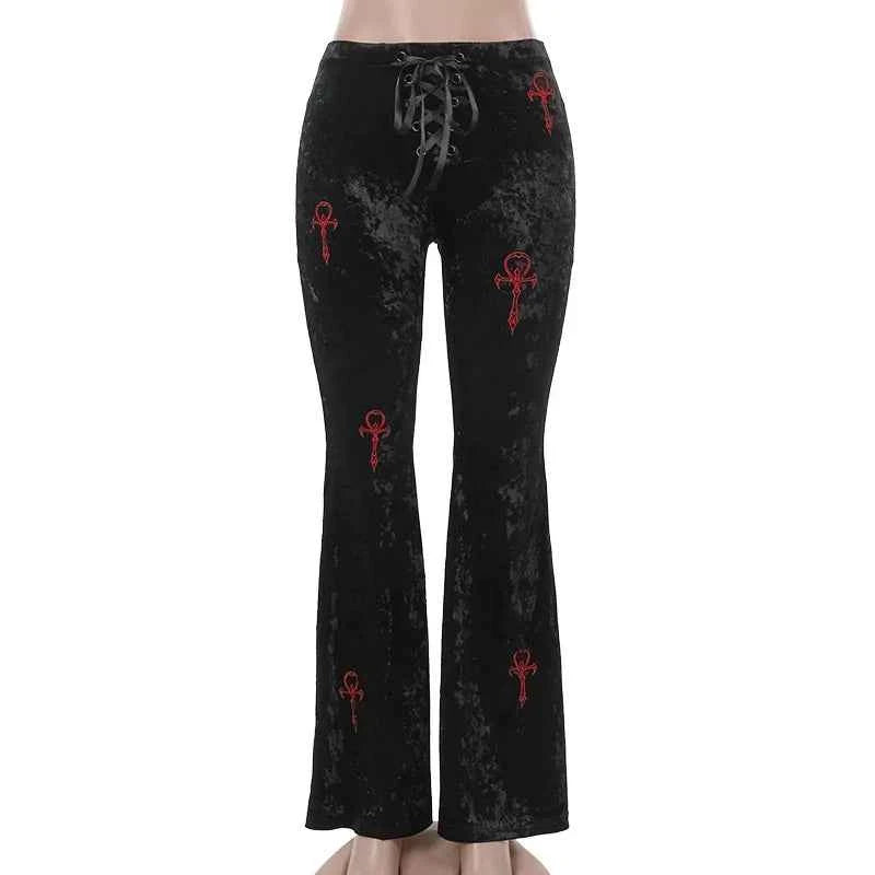 Velvet High Waist Flare Pants