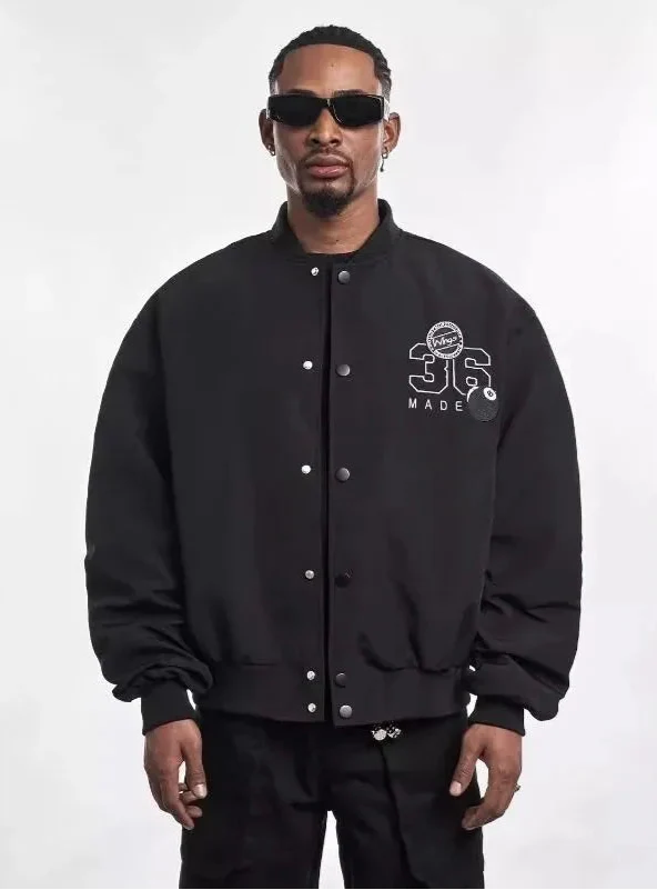 Men Black Hip Hop Vintage Embroidered Pilot Jacket - Luxuryurbanwear