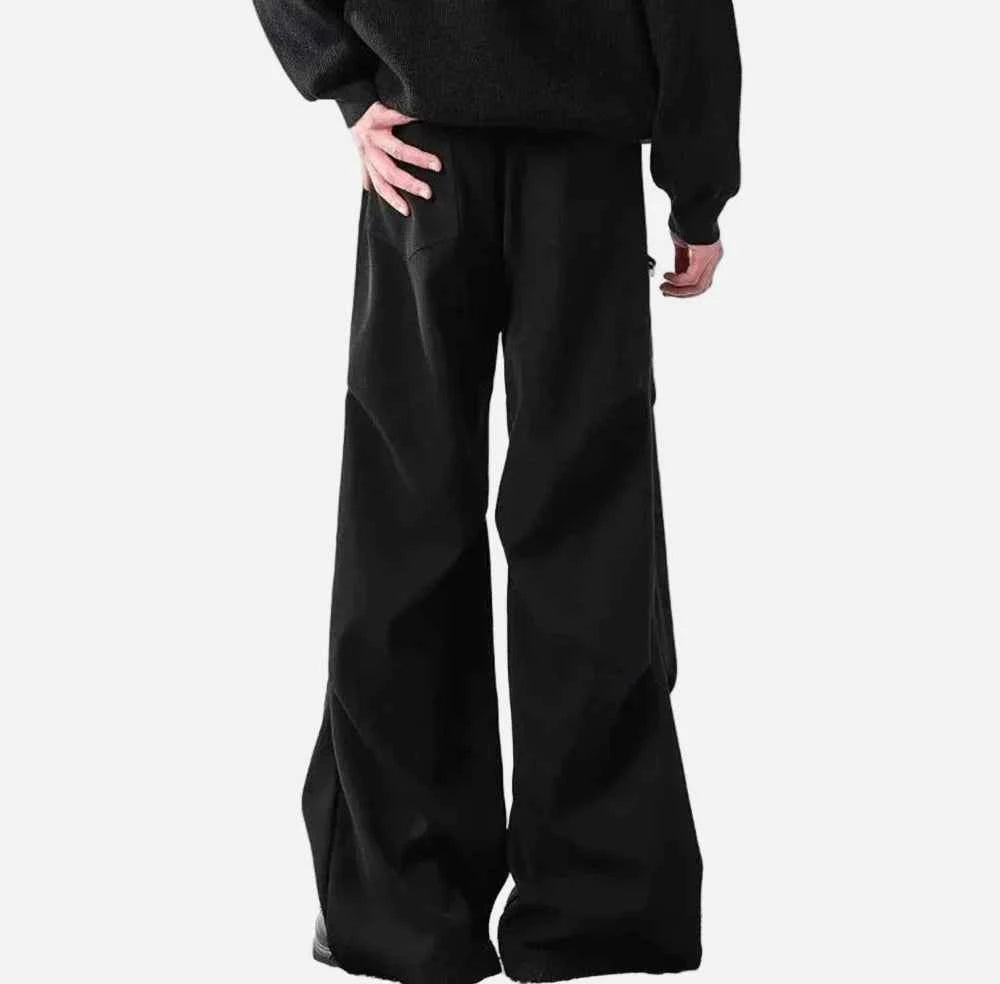 Classic Micro Flared Pleated Casual Pants