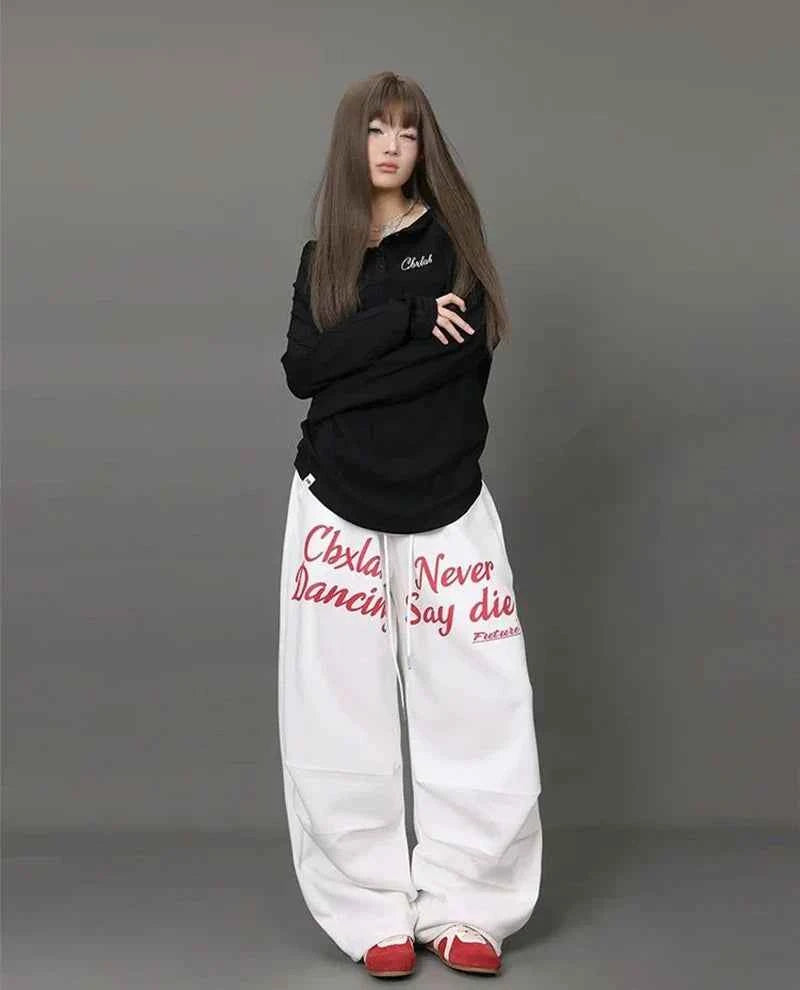Streetwear American Style Letter Print Sweatpants