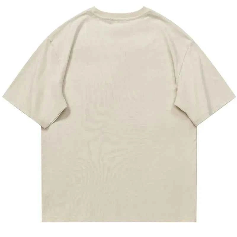 Japanese Style Cat Graphic Print Oversized T-Shirt