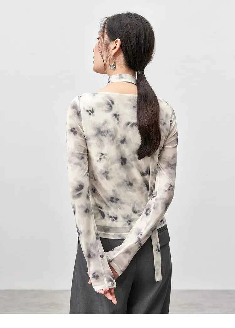 Elegant Swing Collar Long Sleeve T-shirt