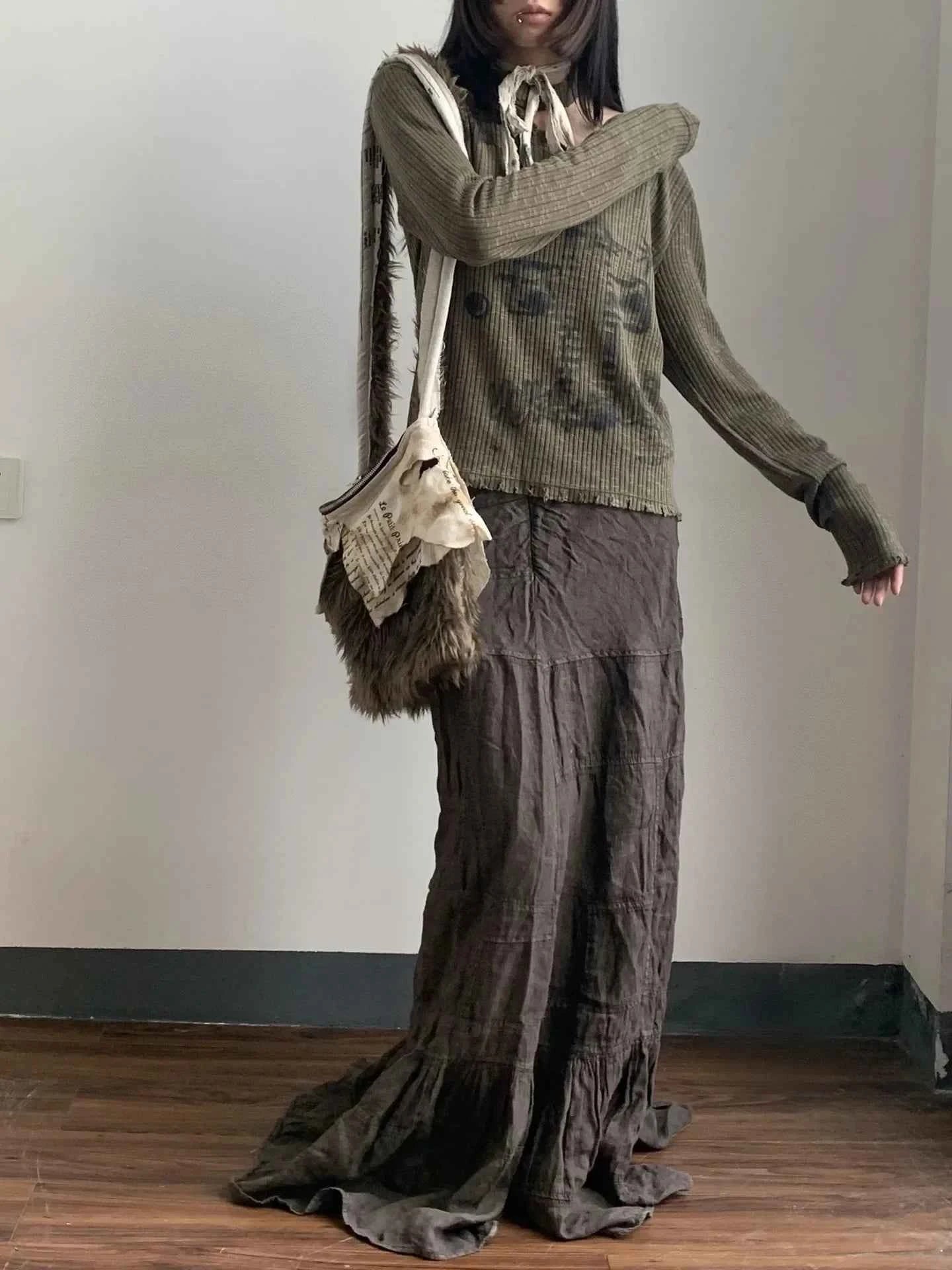 Vintage Grunge Gothing Distressed Ribbed Sweater