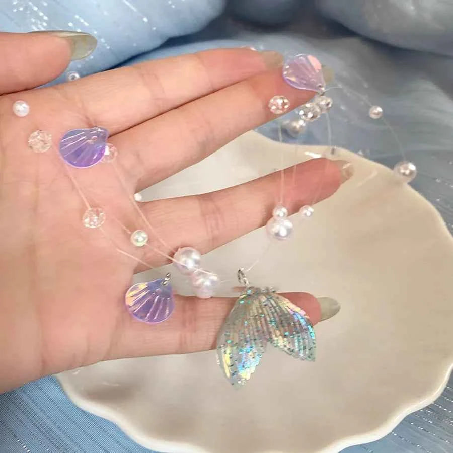 Vibrant Acrylic Summer Beach Fish Tail Necklaces