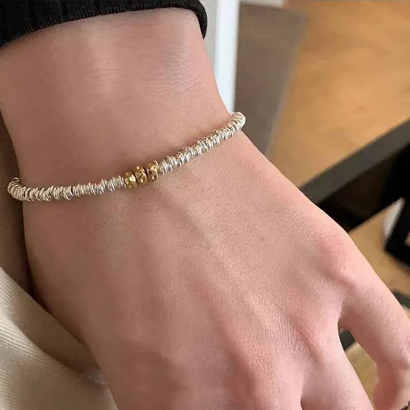 Adjustable Geometric Beads Gold String Bracelet