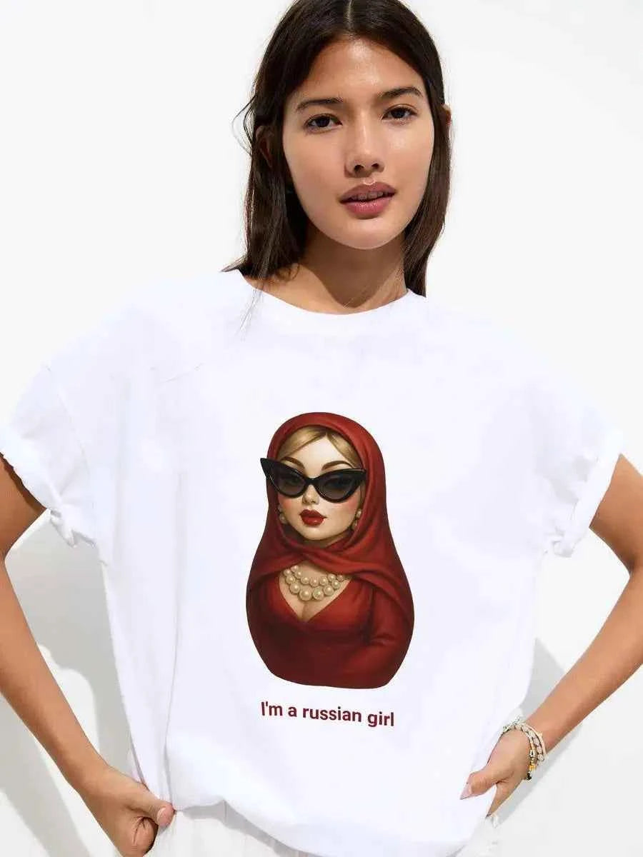 Versatile American Style Cartoon Print Casual T-Shirt