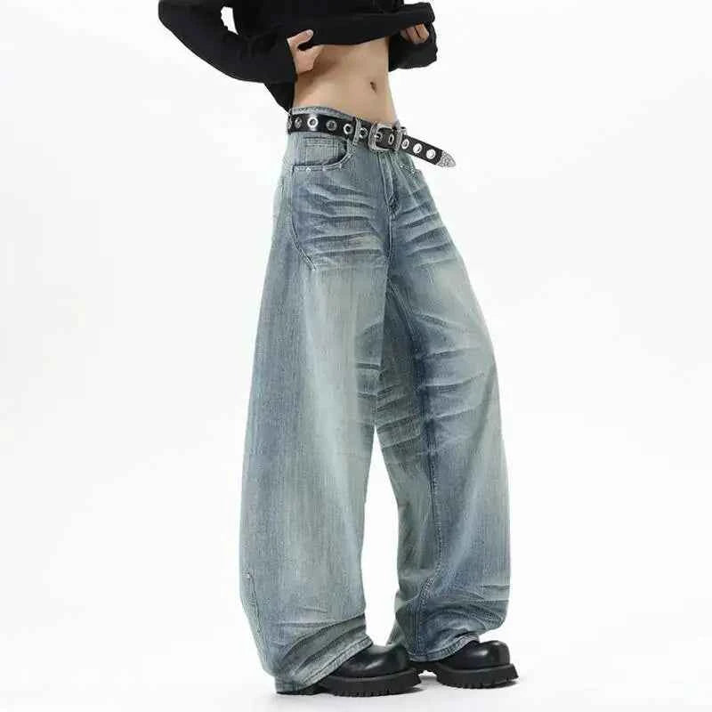 Korean Style Washing Moustache Effect Denim Jeans