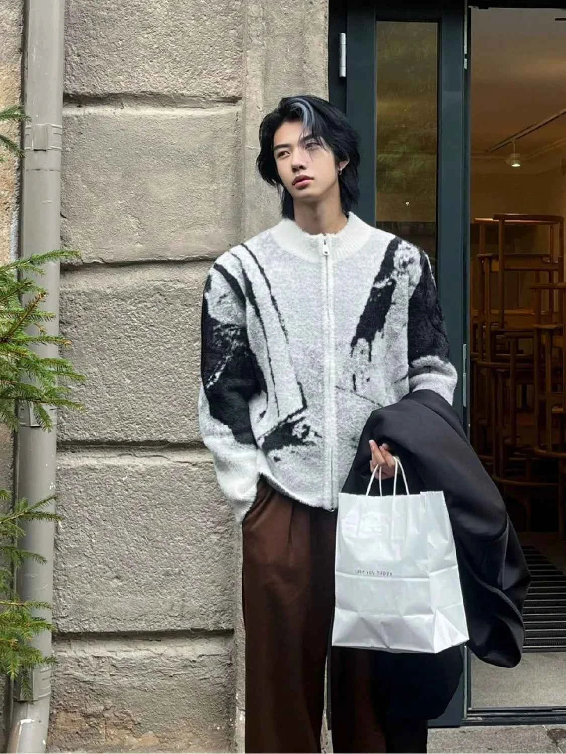 Y2K Gradient Embroidered Knitwear Cardigan