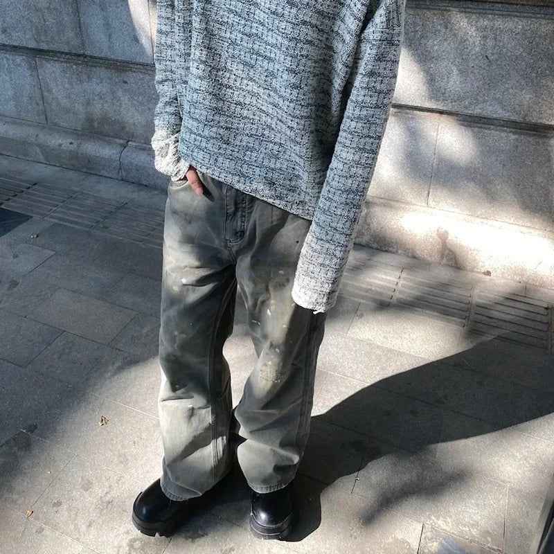 Vintage Ice Distressed Ink Splash Cargo Jeans