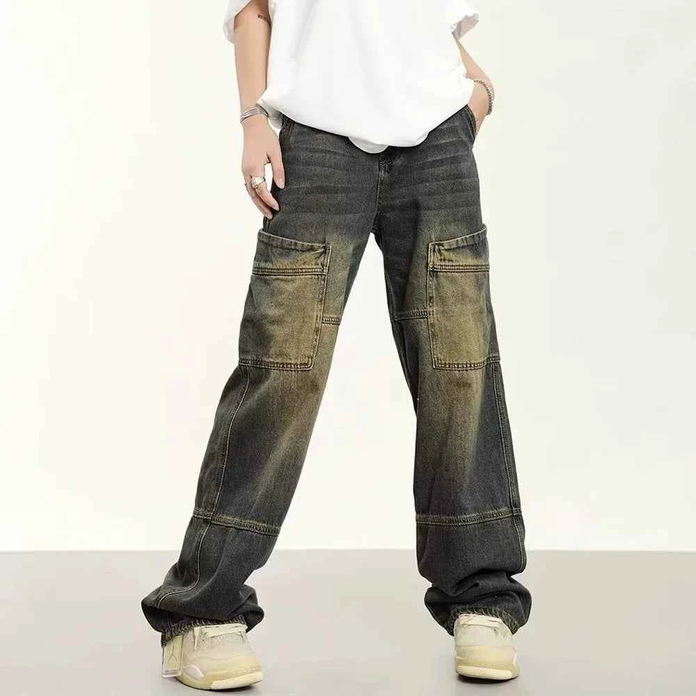 Y2k Retro Loose Straight Overalls Jeans