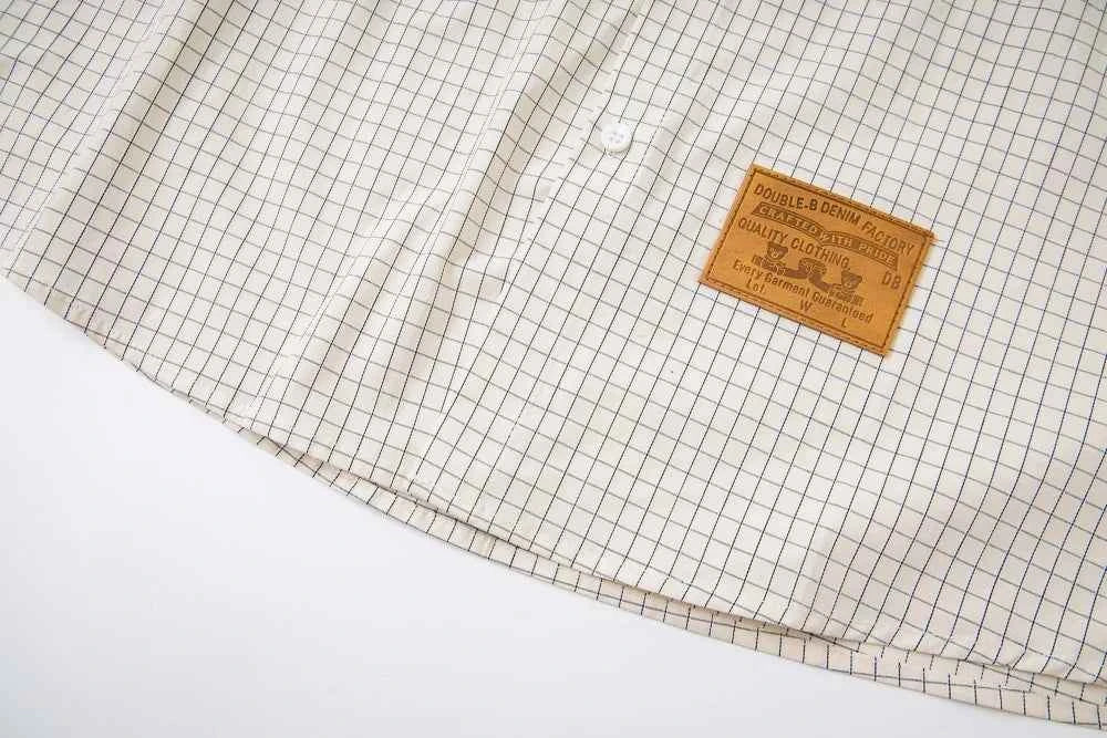 Retro Plaid Embroidered With Tie Long Sleeve Shirt