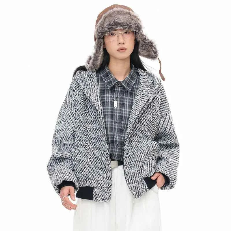 Y2K Elegant Gray Zip-Up Hooded Sweatshirt