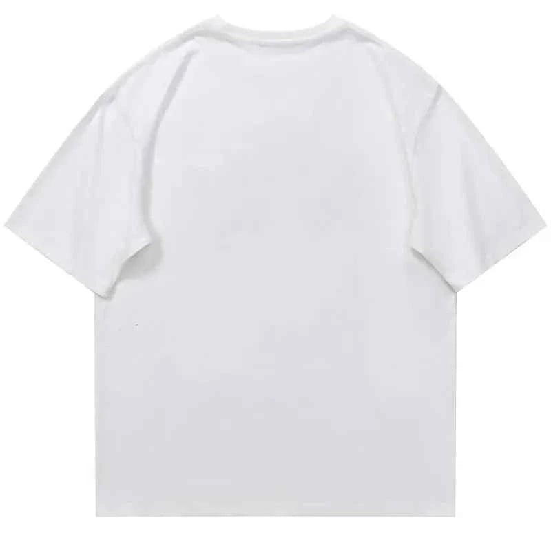 Japanese Style Cat Graphic Print Oversized T-Shirt