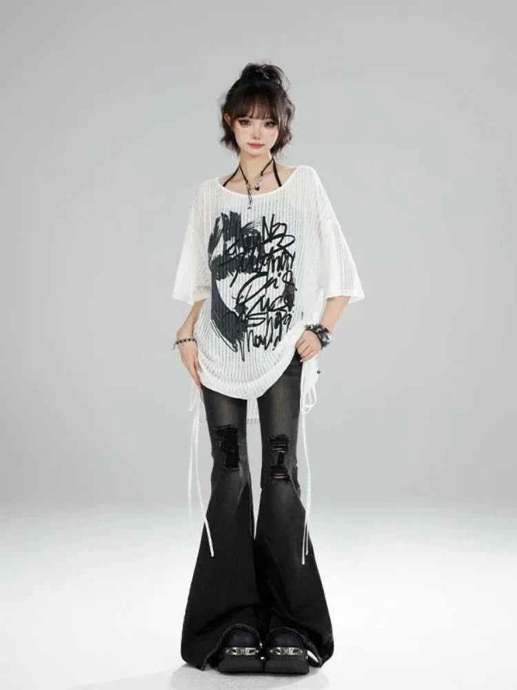Y2K Gothic Summer Letter Print Casual T-Shirt