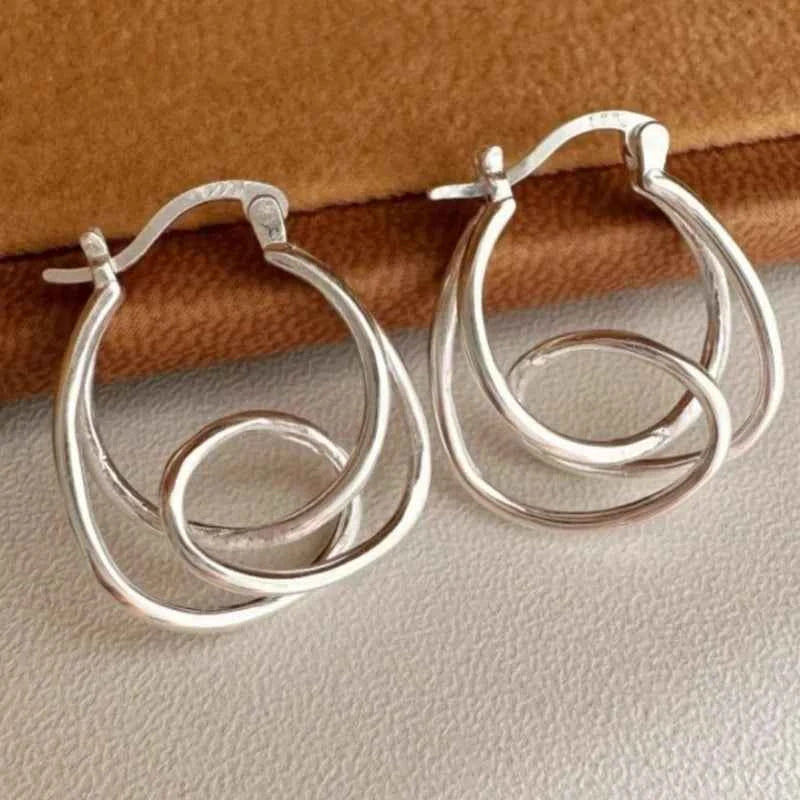 Geometric Irregular Line Sterling Silver Earrings