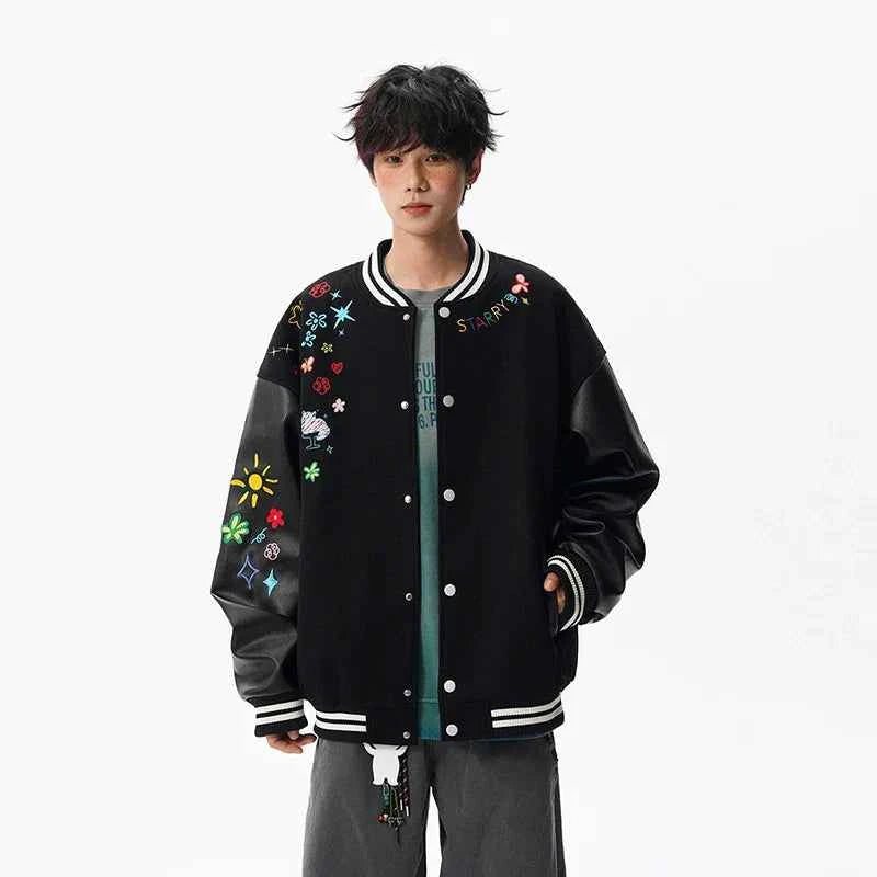 Y2K Cozy Embroidered Baseball Varsity Jacket