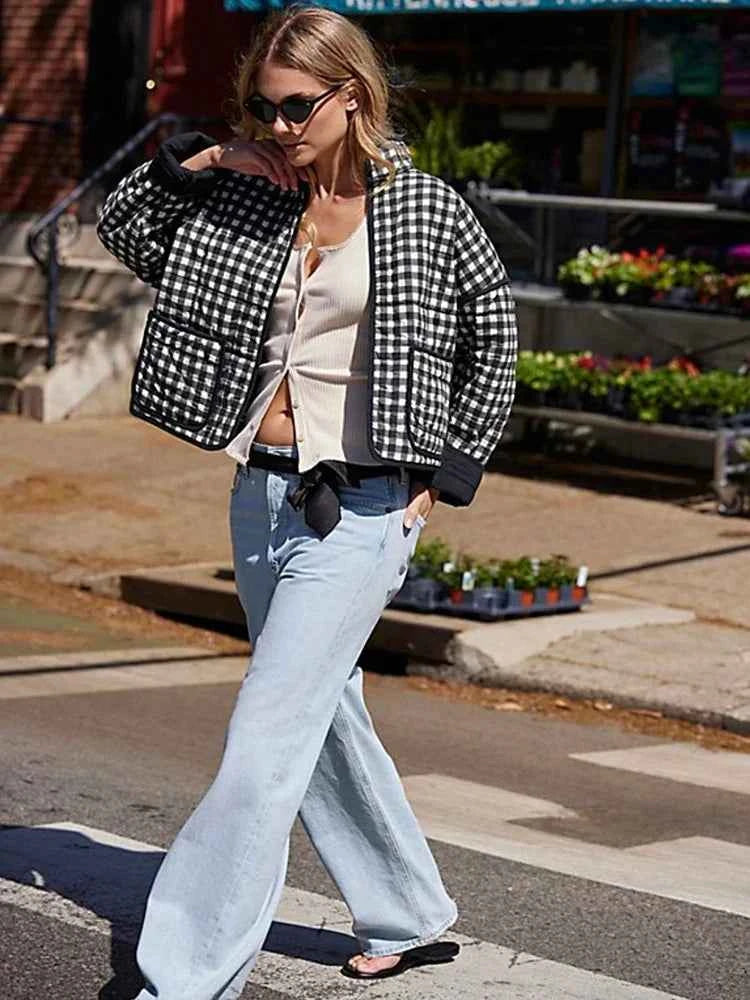 Women Casual Plaid Jacket