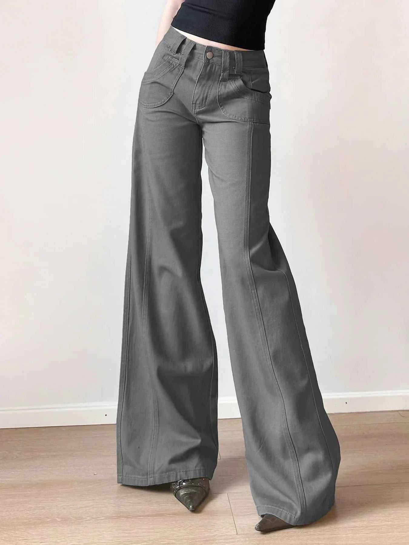 Vintage Grey Loose Fit Cargo Jeans