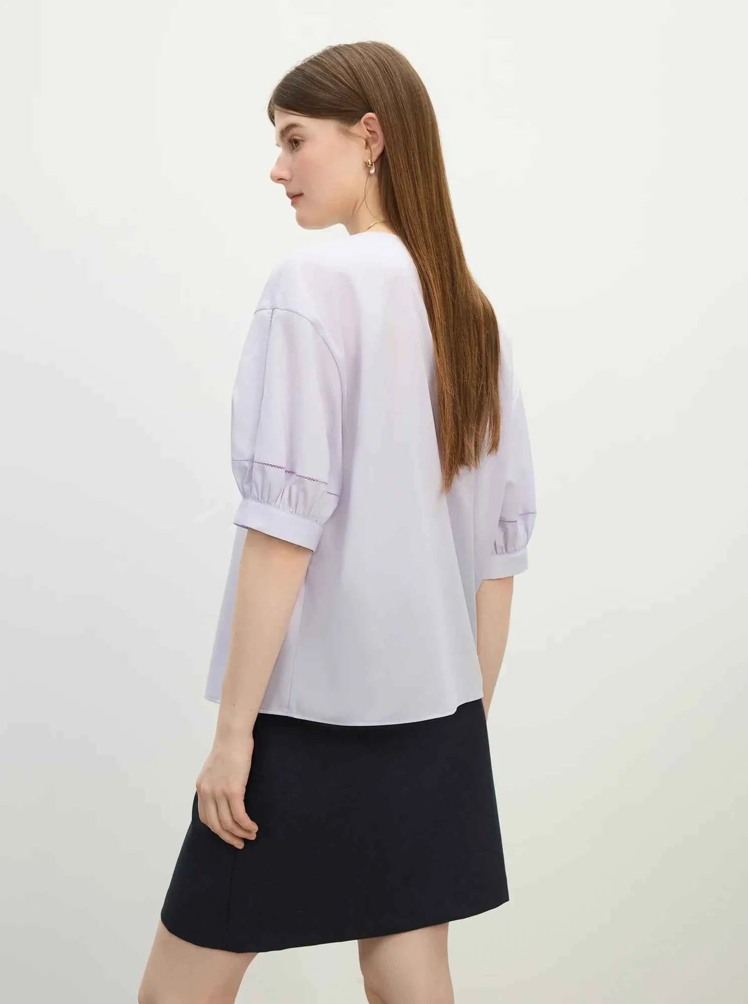 Women Classic Effortless Summer V-Neck Linen Shirt