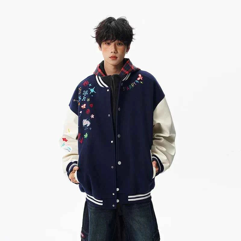 Y2K Cozy Embroidered Baseball Varsity Jacket