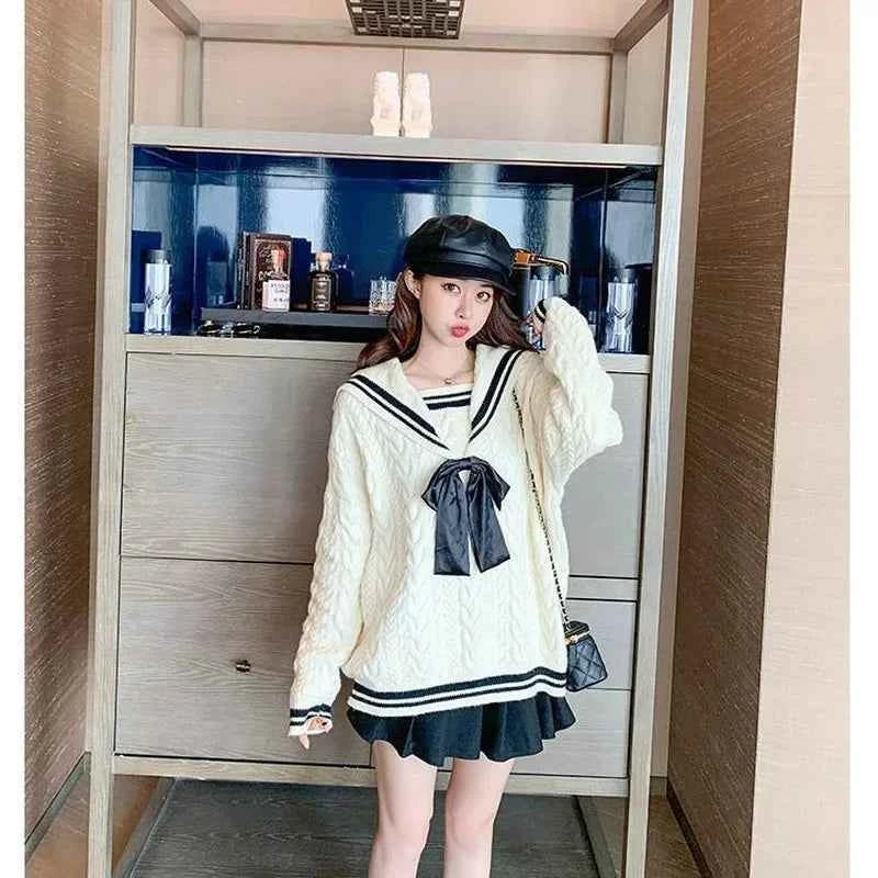 Women Cozy Cool Oversize Knitted V-Neck Sweater