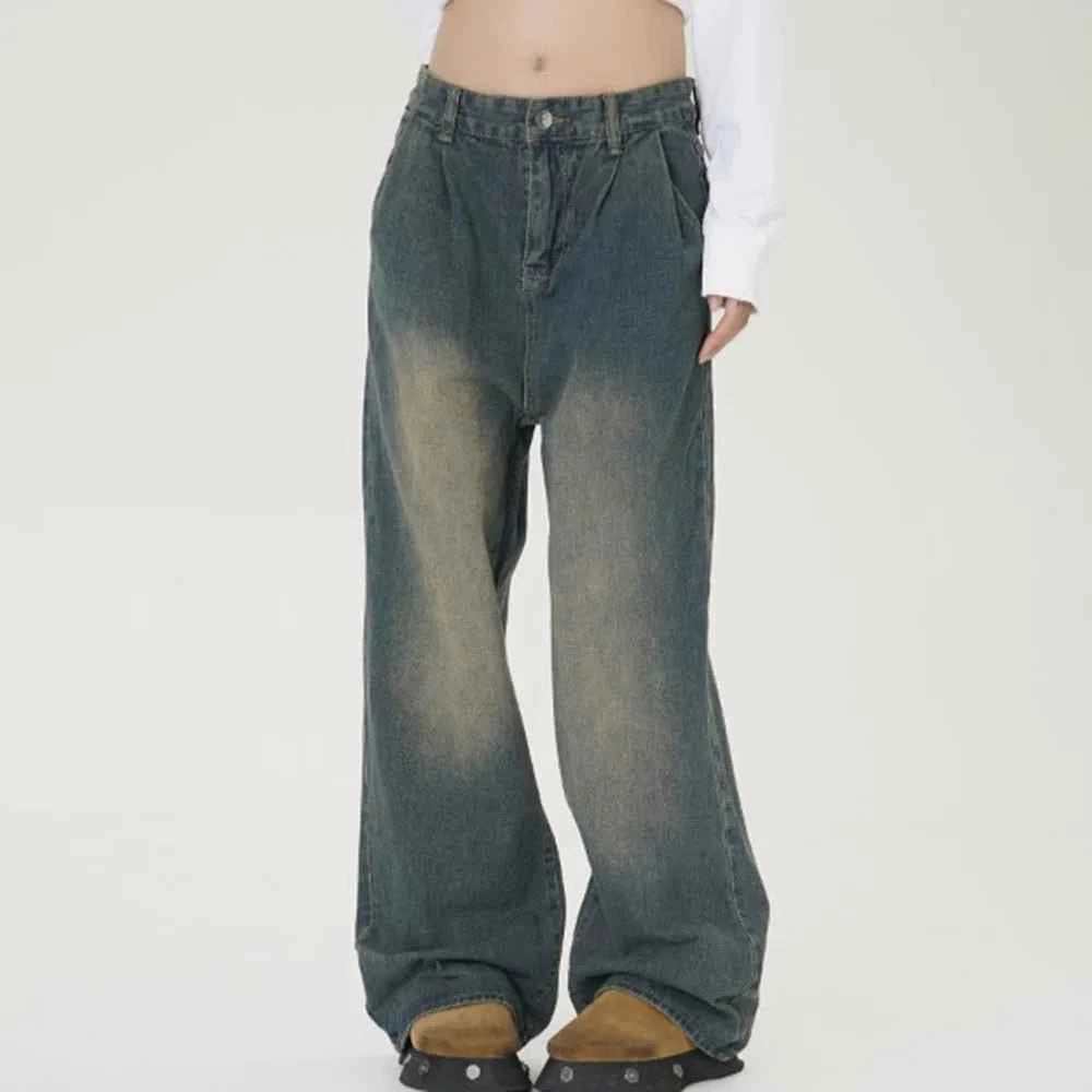 Elevated Solid Color Straight Baggy Jeans