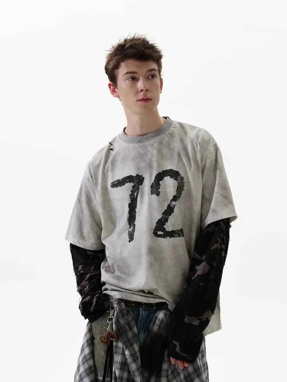 Wasteland Camouflage Long-Sleeved Splicing T-Shirt
