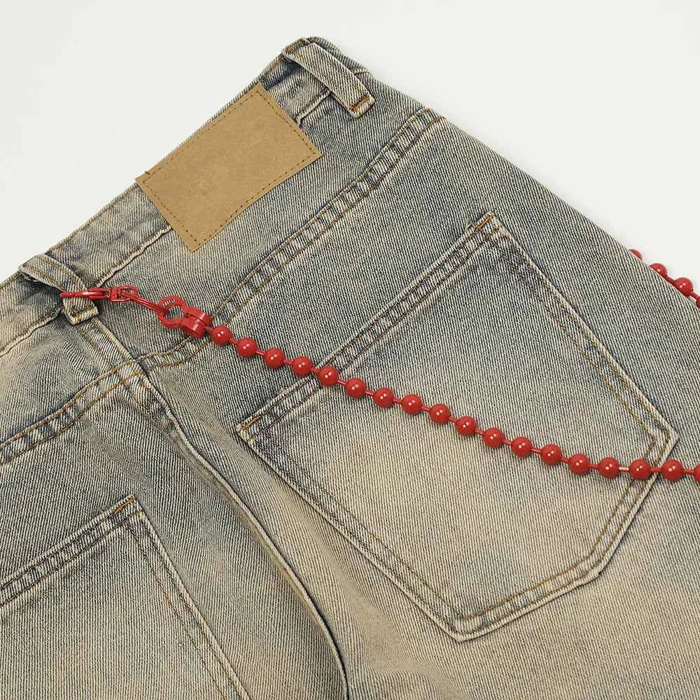 Cozy Vintage Red Chain Pendant Jeans