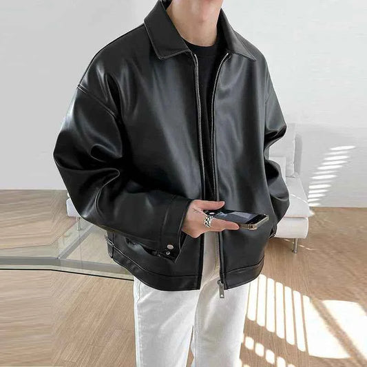 Classic High Quality Textured PU Leather Jacket