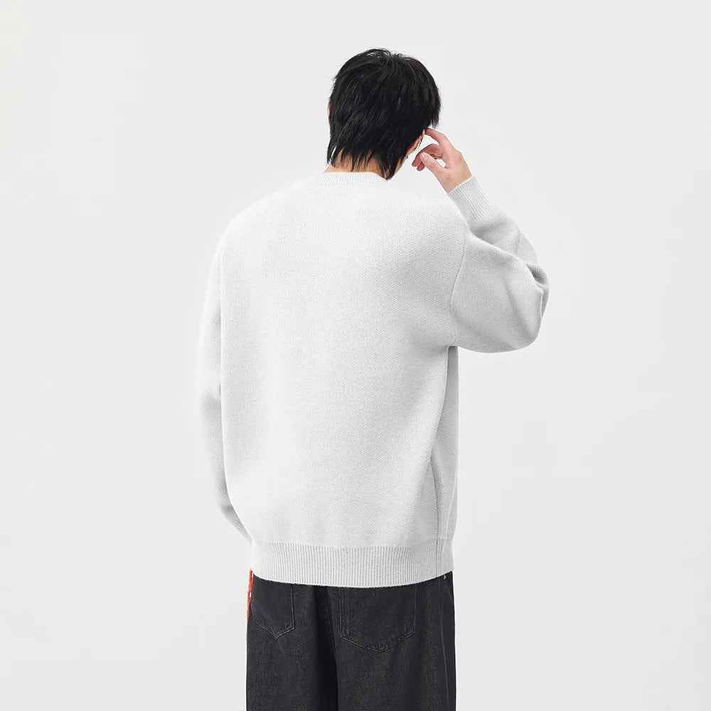 Abstract Unicorn Pattern Knitted Crew Neck Sweater