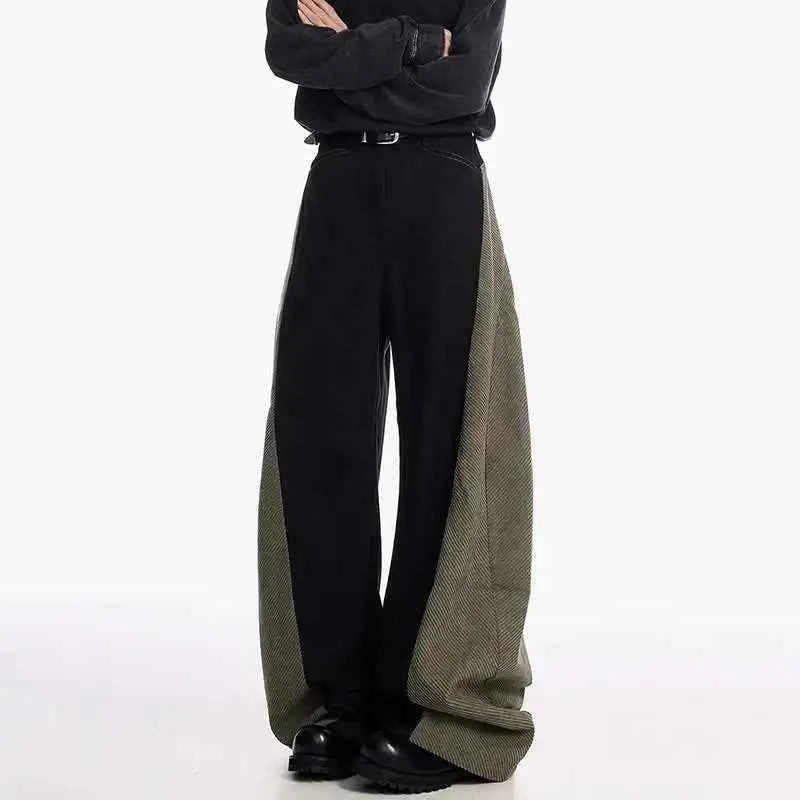 Elegant Black Contrast Loose Fit Jeans