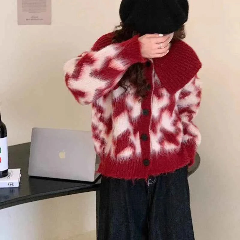 Premium Y2K Leopard Print Knitted Cardigan