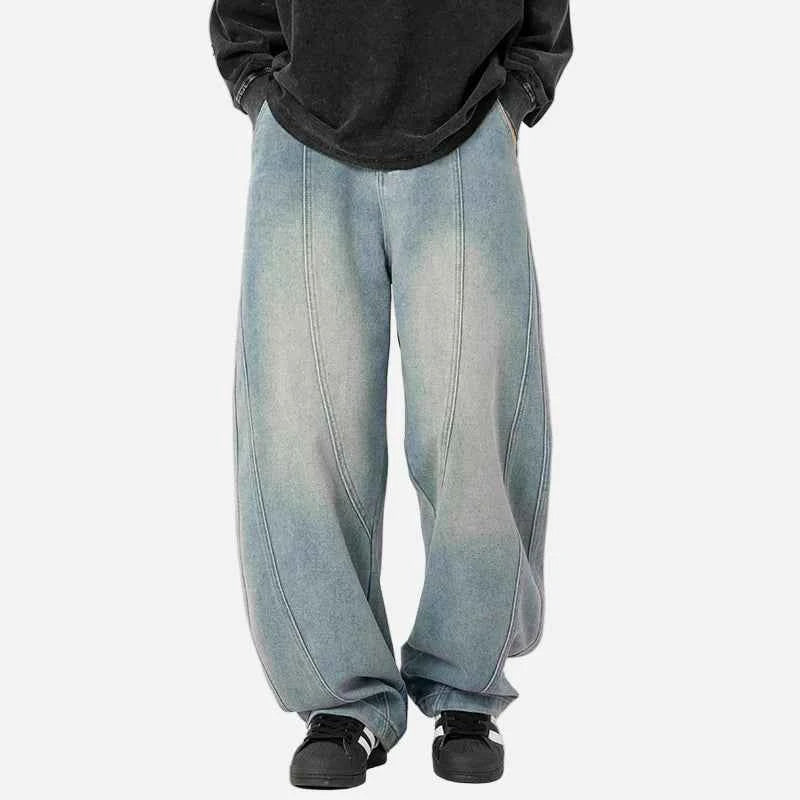 Premium Streetwear Wide Leg Curved Denim Jeans