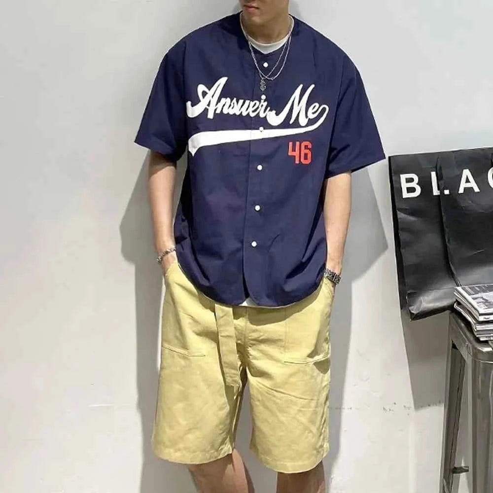 Retro American Style Letters Print Casual Shirt