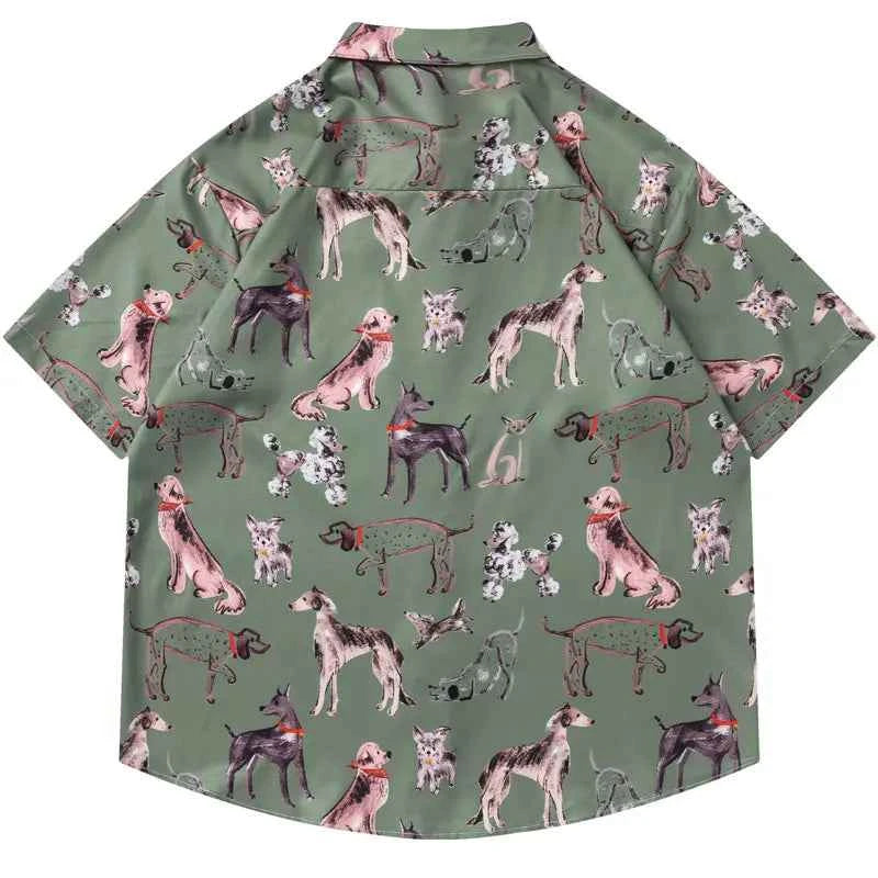 Vibrant Durable Graffiti Dog Graphic Short Sleeve Shirt