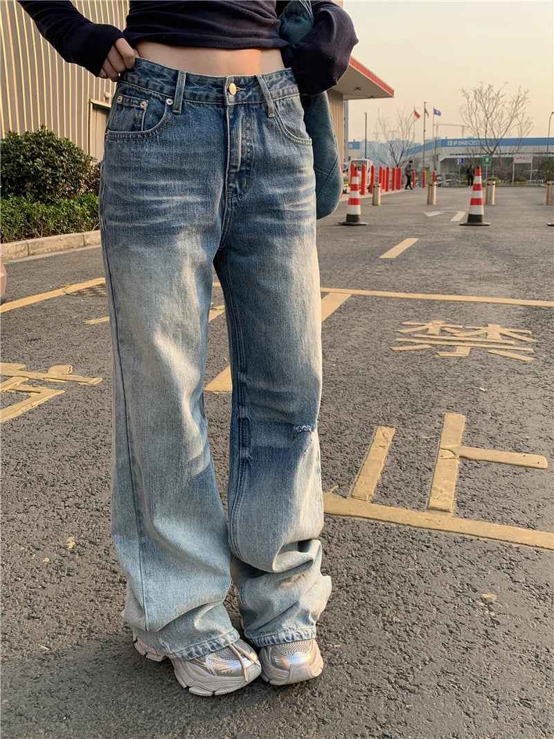 Comfortable Washed Low Rise Flared Jeans