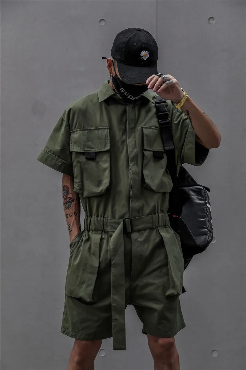One Piece Tie Waist Belt Jumpsuit