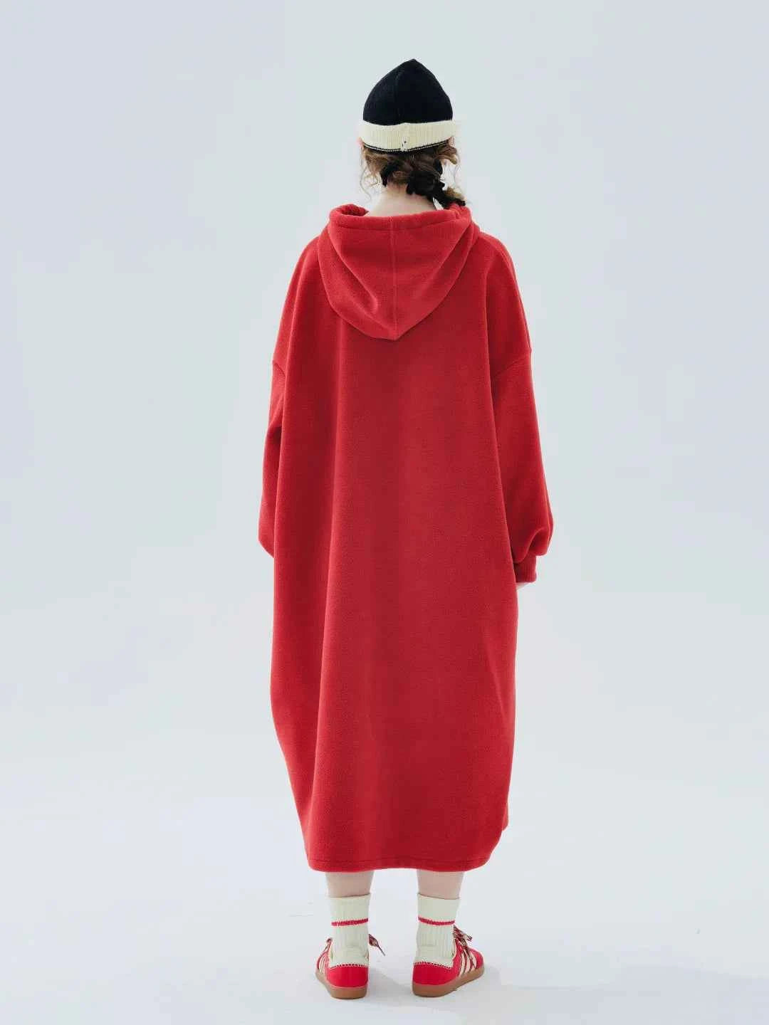 Cozy Red Warmth Long Sleeve Fleece Hoodie