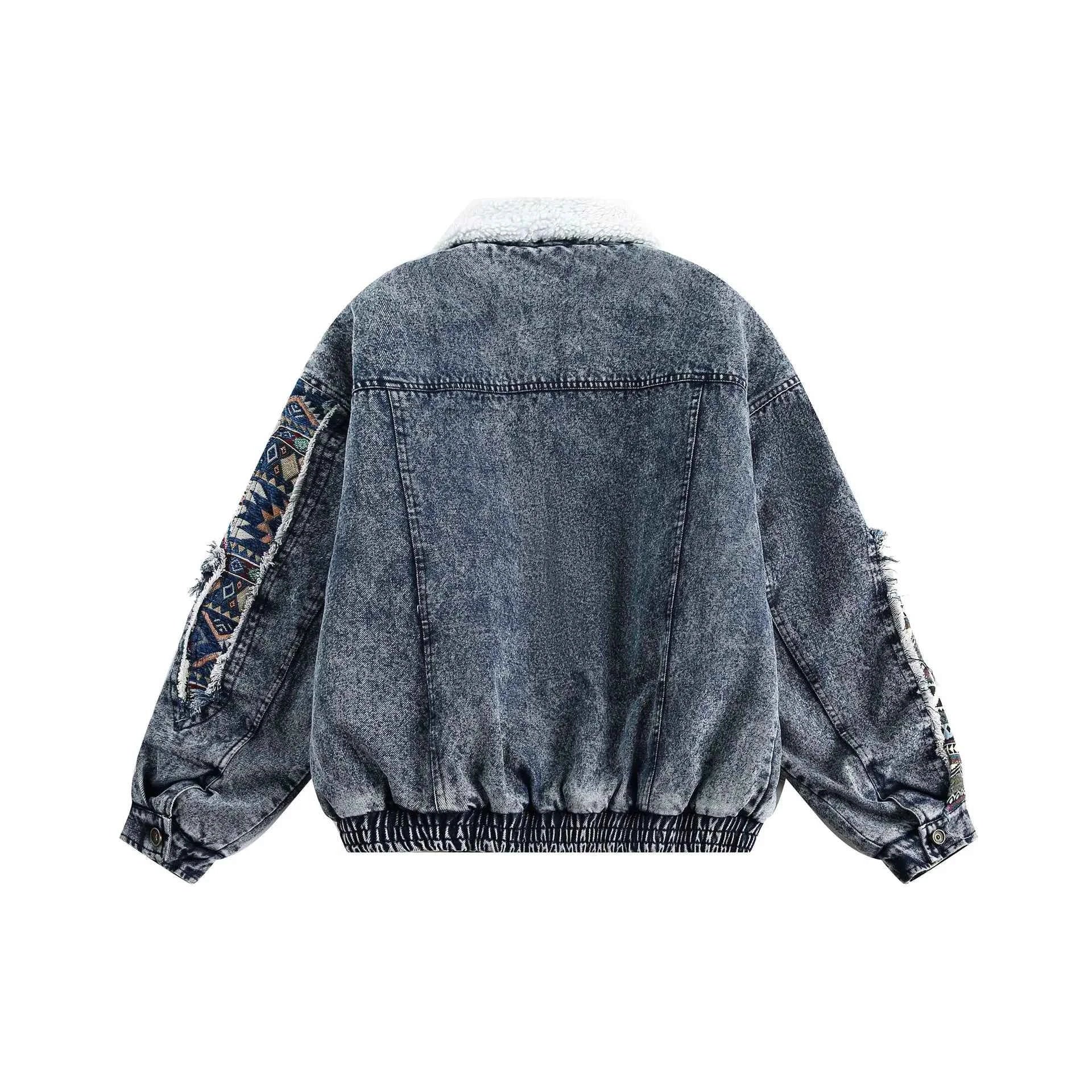 Y2K Thick Winter Patchwork Denim Jacket