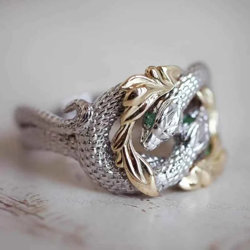 Green Stone Flower Charm Silver Ring