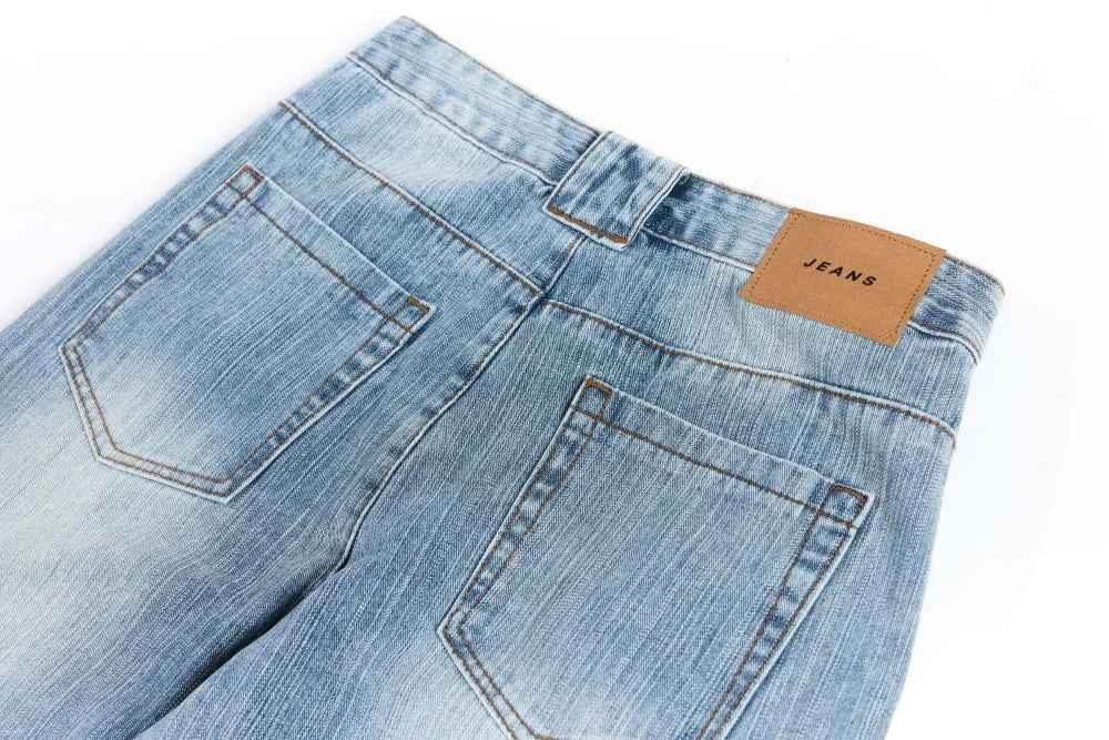 Trendy Distressed Flower Banana Wide Leg Jeans