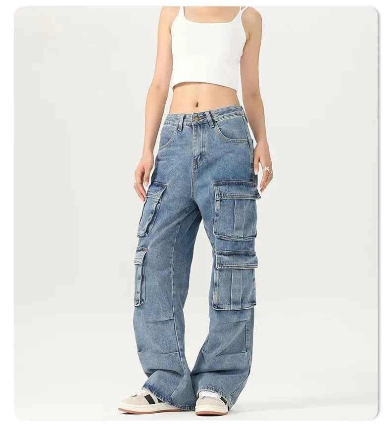 Y2K Trendy Effortless Baggy Cargo Tooling Jeans