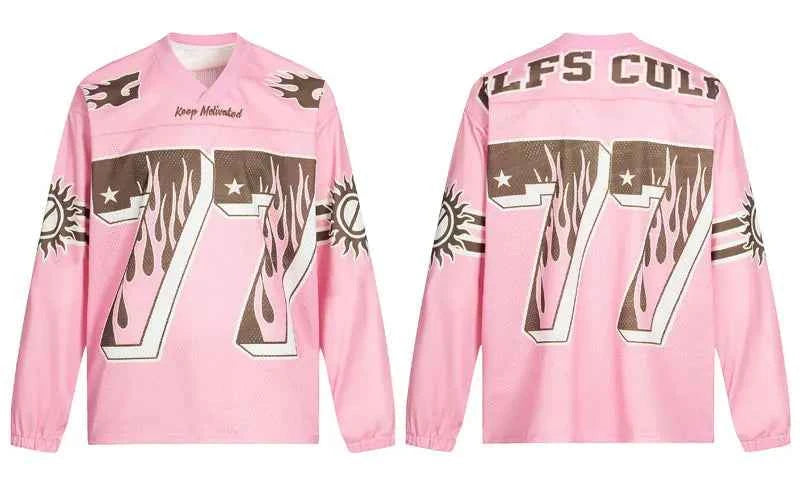 Pink Mesh Jersey Patchwork Long Sleeve Sport T-Shirt