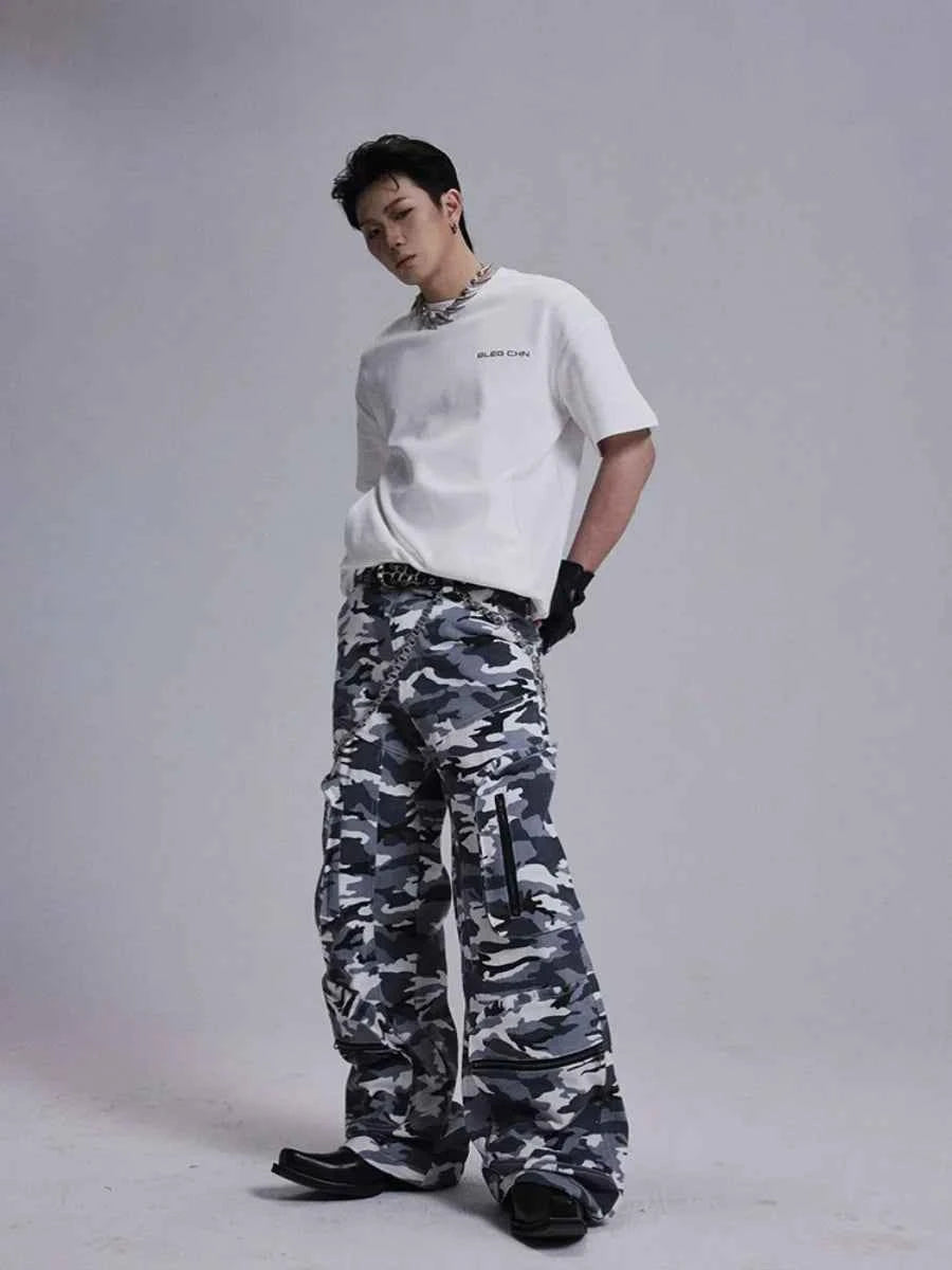 Lightweight Retro Camouflage Zipper Cargo Pants